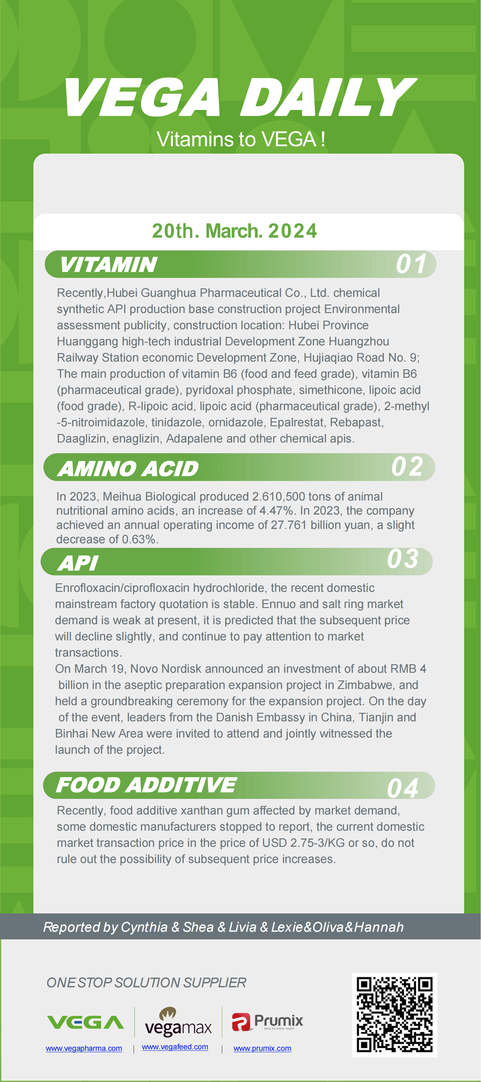 Vega Daily Dated on Mar 20th 2024 Vitamin Amino Acid APl Food Additives.png